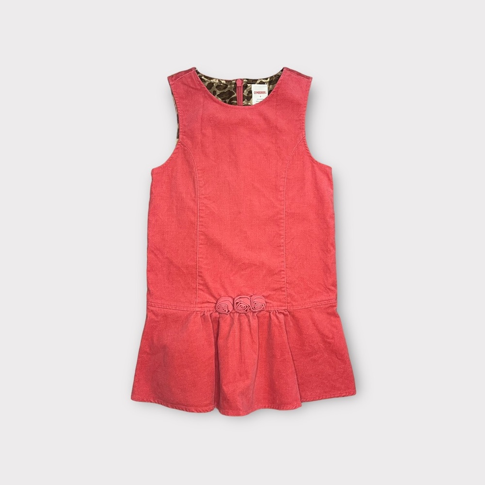 Gymboree Vintage 2004 Pink Pleated Flower Applique Sleeveless Dress